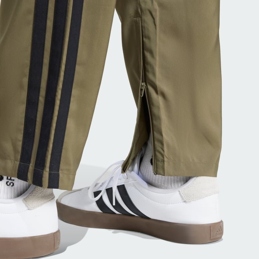 $45 Adidas Men’s Essentials 3 Stripe Standford Hem Pants-Olive Starta- Medium