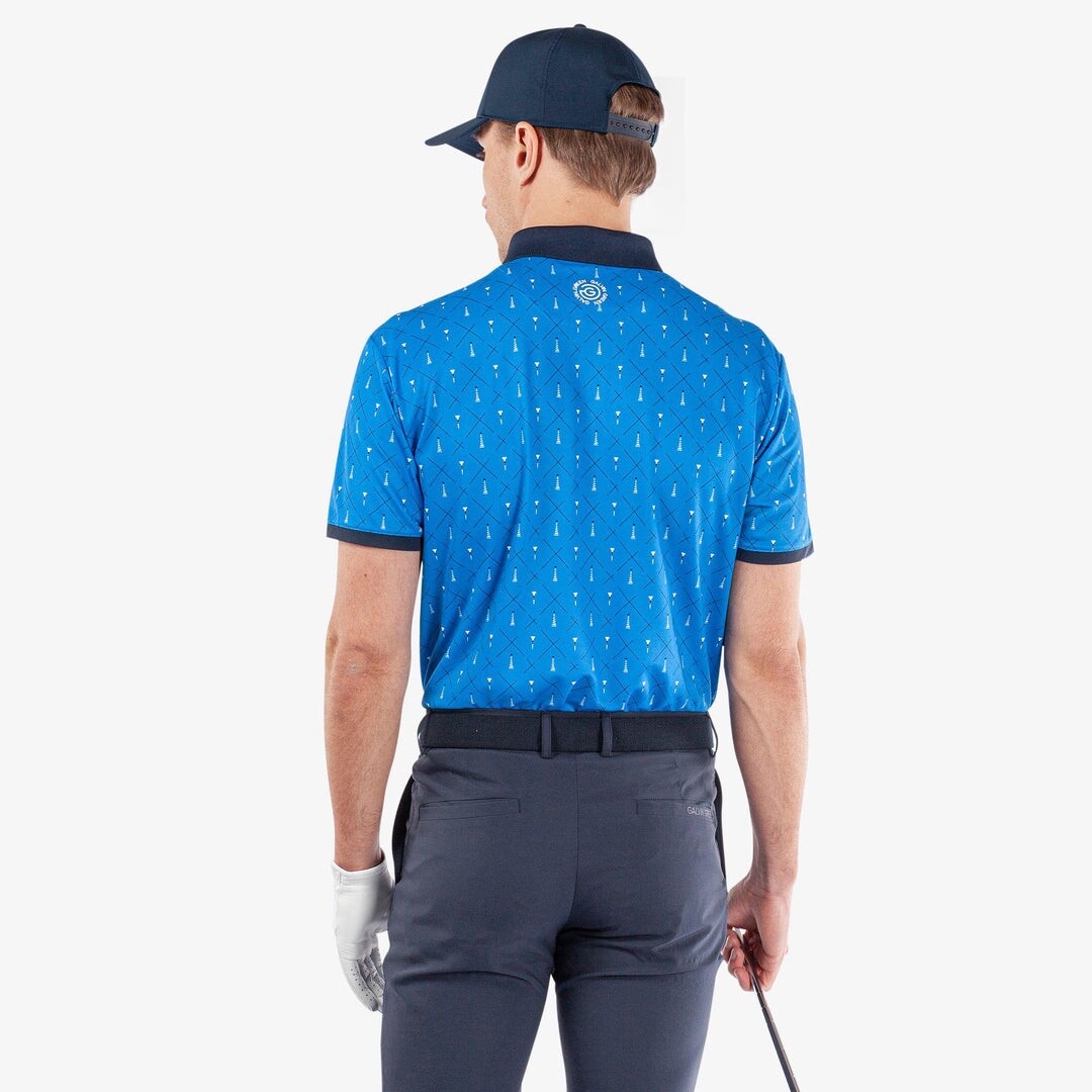 $109 Galvin Green Men’s Manolo Short Sleeve Golf Shirt - Blue/White/Navy- Large