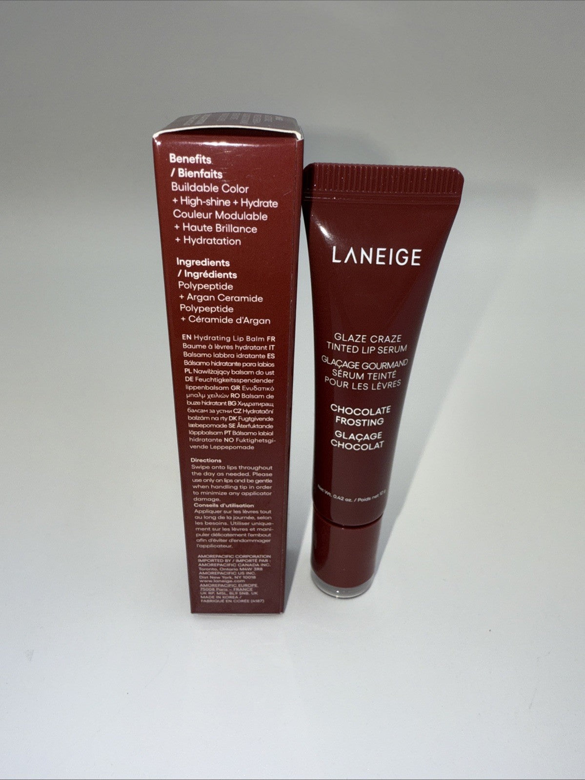 LANEIGE Glaze Craze Tinted Lip Serum -Chocolate Frosting- 0.42 oz / 12 g NIB