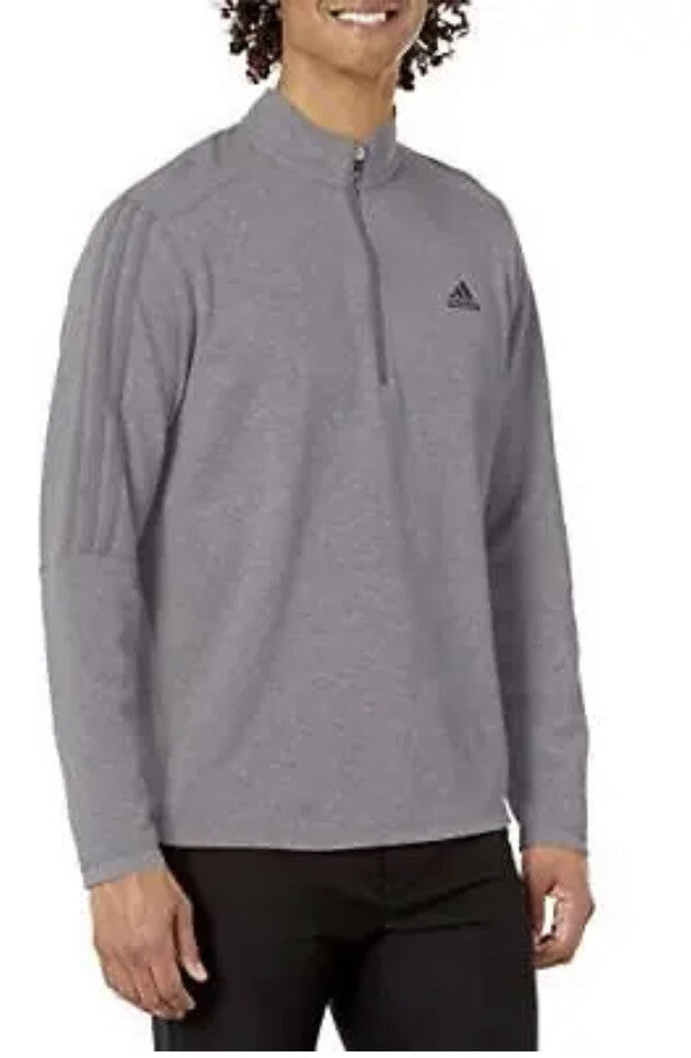 $70 Adidas Mens Men's 3-Stripes Quarter Zip Pullover Golf- Grey- Medium- New Tag