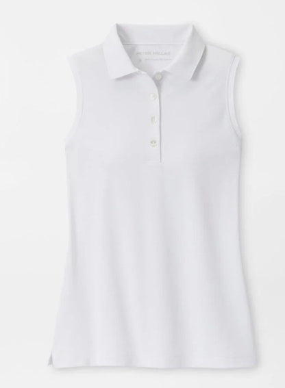 $69 Peter Millar Women’s Sleeveless Banded Polo Shirt - White - Large - New Tag