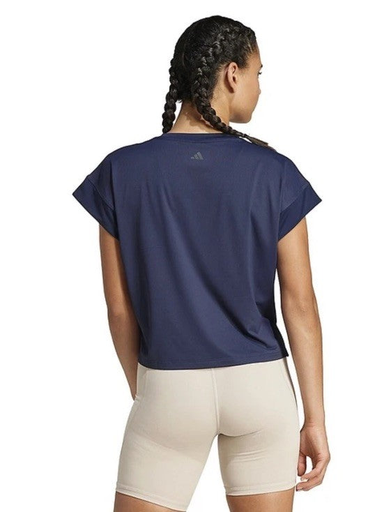 Adidas Women’s Cropped Studio Yoga Tee -Ink Legend Navy- Size: Large - NWT