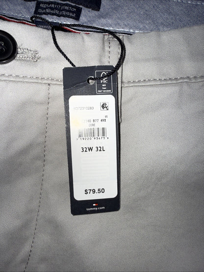 $80 Tommy Hilfiger Men The Flex Chino Cotton Casual Pants -Drizzle Grey-32W 32L