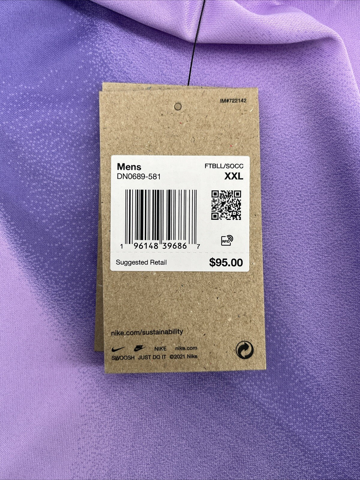 $95 Nike Men’s France Goalkeeper Soccer Jersey FFF DN0664-581-Purple-2XLarge-New