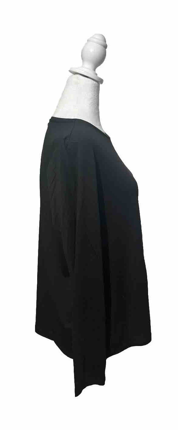 Eileen Fisher Women's Crewneck Long-Sleeve Top Relaxed Fit-Black-2XSmall-New$128