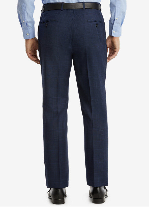 Tommy Hilfiger Men's 32W 32L Modern Fit THflex Wool Plaid Pants-Blue -Tyler-$190