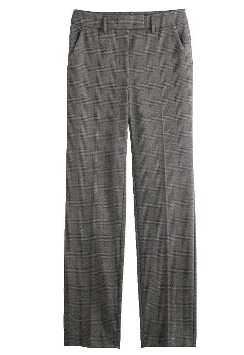 Simply Vera Women’s High Rise Slim Straight Leg Trouser Pants- GreyPlaid- Size 0