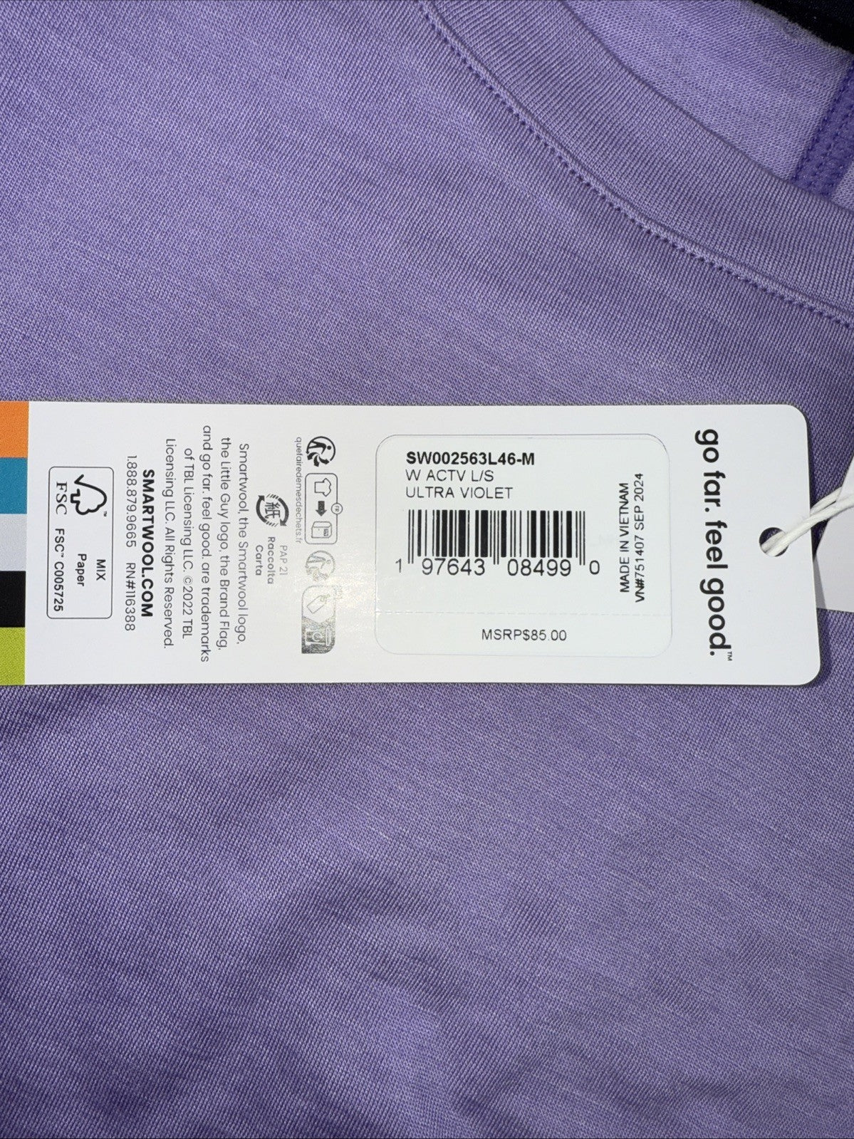 $85 Smartwool Women’s Active Long Sleeve Crewneck Top-Ultra Violet-Medium-New