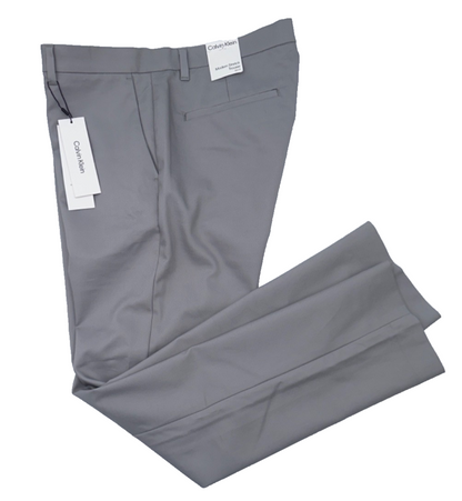 $90 Calvin Klein Men's Modern Stretch Trouser Pants - Alloy - 33W x 30L - New