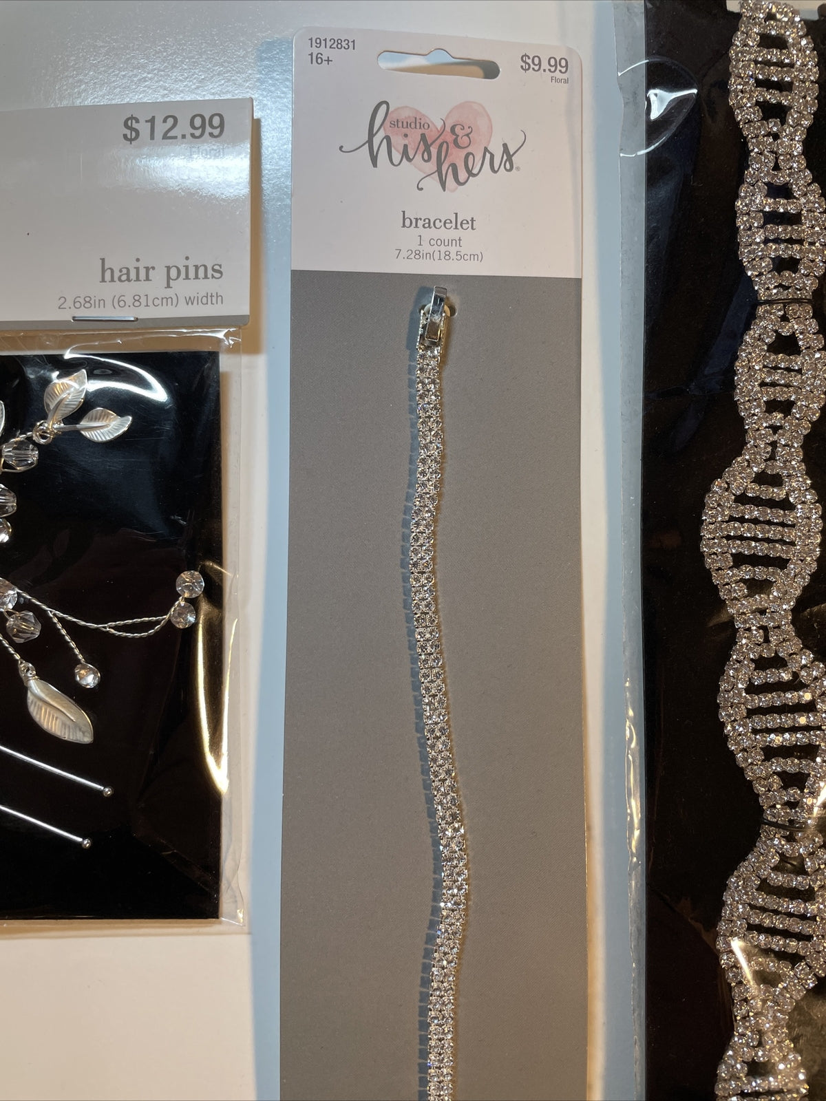 Combo Lot 3 PCs Studio His & Hers WEDDING Set: Hair Pins - Headband - Bracelet