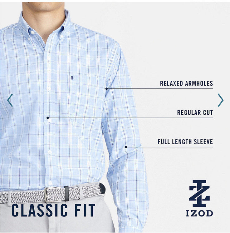 IZOD Men’s Plaid SHIRT Long Sleeve Plaid Button Down Classic-Bachelor-Medium-NEW