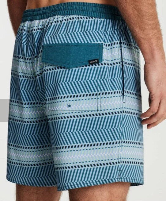 $66 Roark Men’s Shorey 16” Elastic Waist Trunks-Herringbone Cosmica-Large-New
