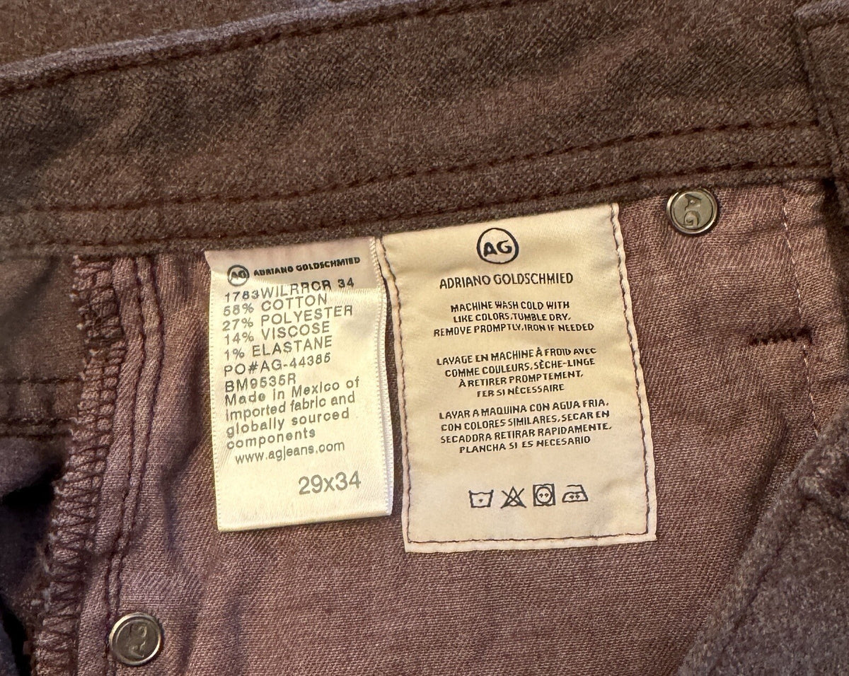 $198 AG Men’s Tellis Slim Fit 5-Pocket Pants Jeans  - Burgundy - Size 29Wx34L