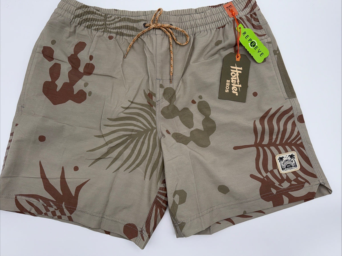 $59 Howler Brothers Men's Deep Set Boardshorts - Forest Natural - Large- New Tag