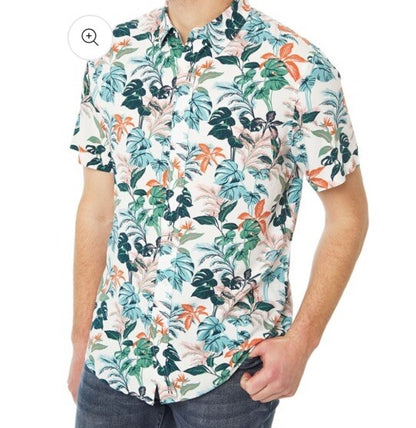 $128 Slate & Stone Tropical Floral Viscose Shirt Short Sleeve-Multicolor-Medium