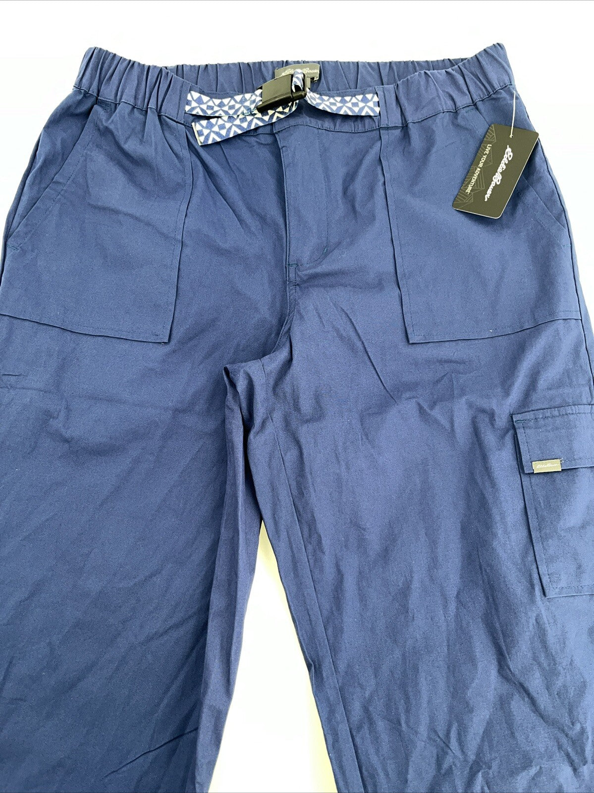 $80 Eddie Bauer Women’s Mason Belted Everyday/Campin Pants-Twlt Blue-Medium-New