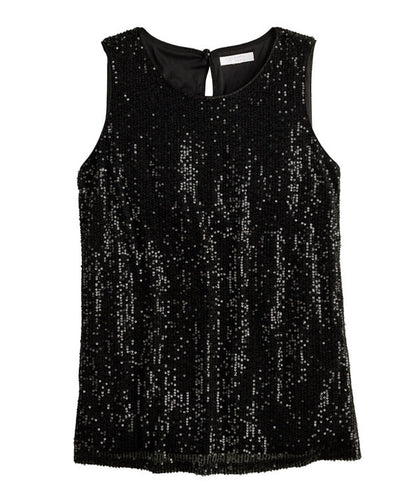 LC Lauren Conrad Women’s Scoopneck Sleeveless - Black Sequin-XSmall-New Tag  $48