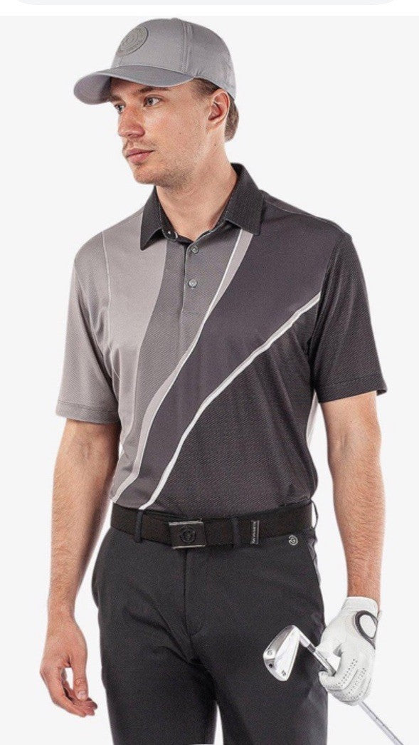 $100 Galvin Green Men’s Mico Golf Shirt Polo- Sharkskin Grey Black - Medium -New