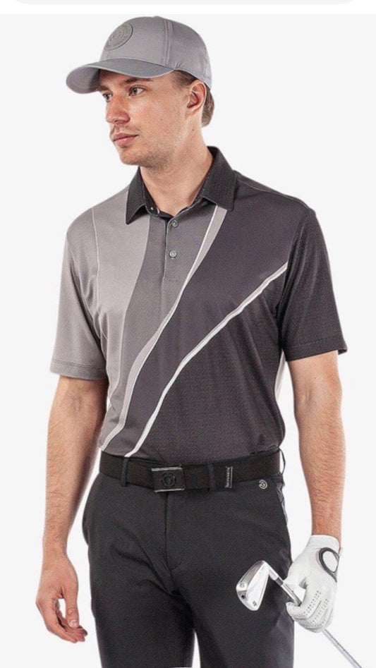 $100 Galvin Green Men’s Mico Golf Shirt Polo- Sharkskin Grey Black - Medium -New
