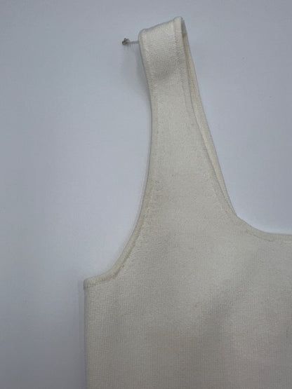 $395 Vince Women’s Square Neck Rib Tank Top- Off White-XSmall- New Slight Defect