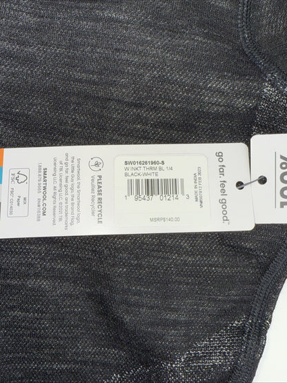 $140 Smartwool Women’s Intraknit Thermal Merino Base Layer 1/4 Zip-Black-Small