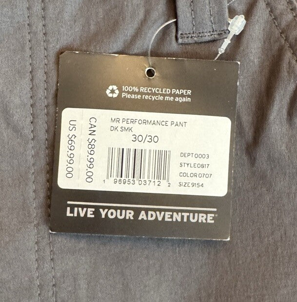 Eddie Bauer Men’s Straight Fit Performance Pants- Dark Smoke - 30Wx30L