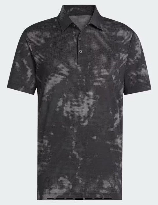 $70 Adidas Men's Golf Ultimate Print UPF 50 Polo- Black/Grey - Medium- New Tags