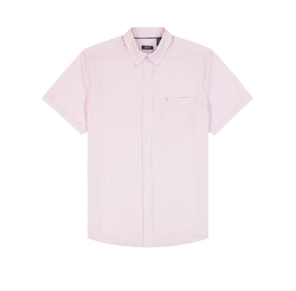 $50 Izod Men’s- Breeze Short Sleeve Button Down Shirt- Prizm Pink- Medium-New