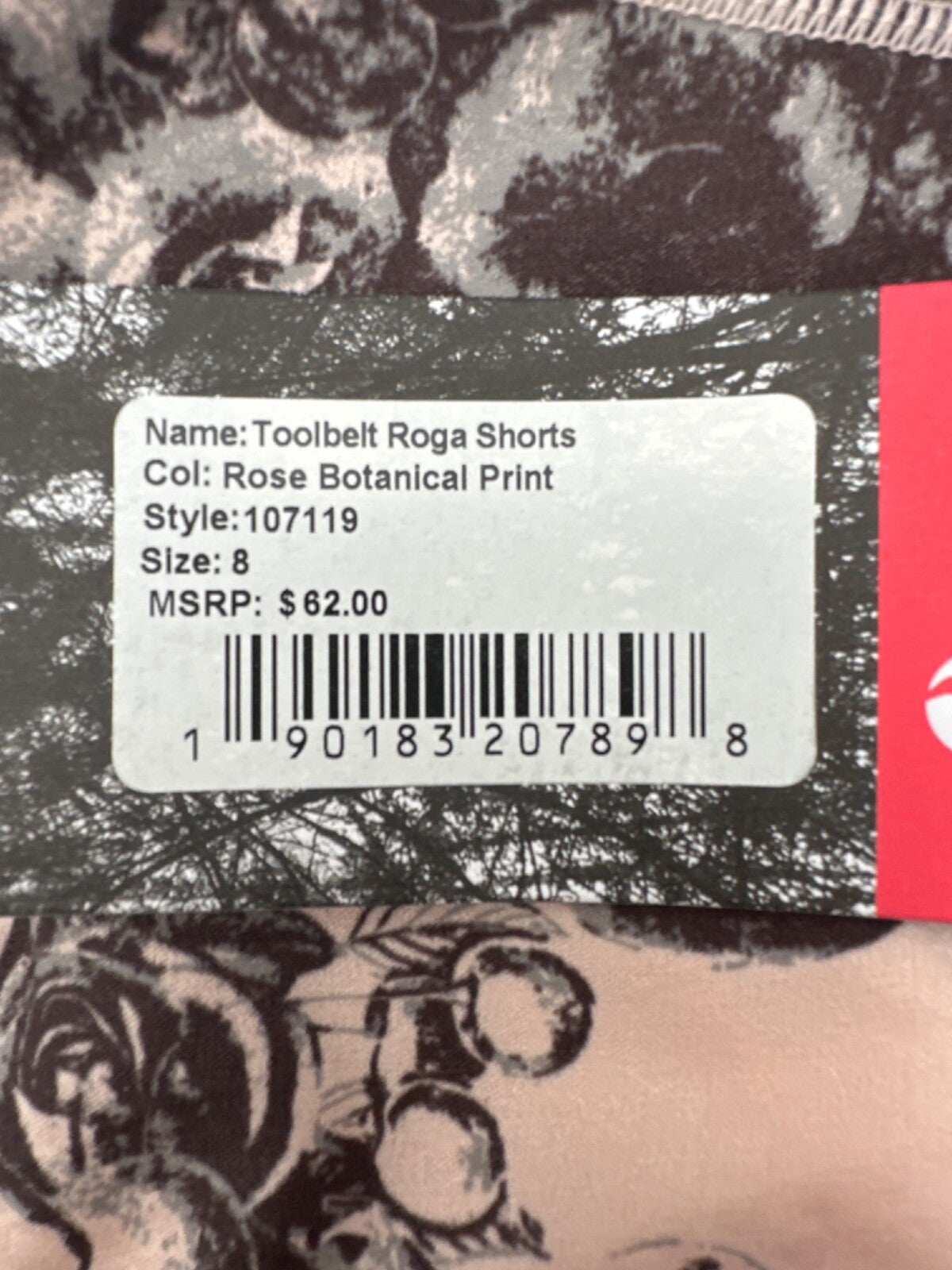 $62 Oiselle Women’s Toolbelt Roga Shorts - Rose Botanical - Size 8 - New