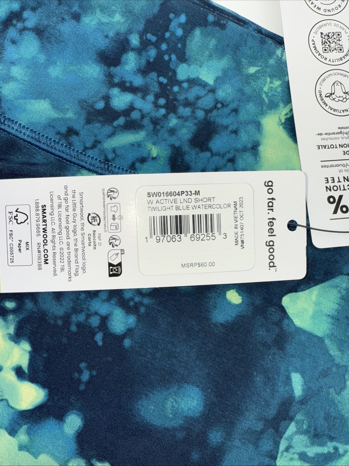 $60 Smartwool Women’s Active Lined Shorts SW016604P33- Twilight Blue- Medium-New