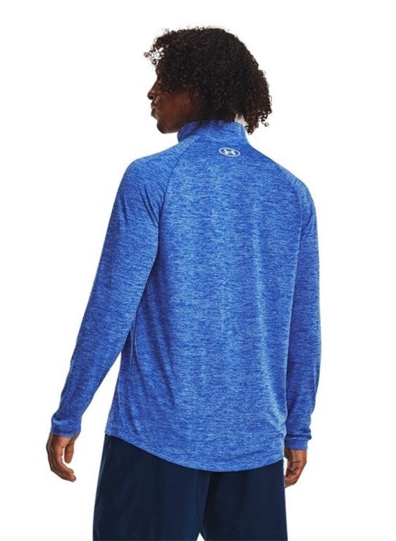 $45 Under Armour Men’s Technical Textured Half Zip Performance Shirt-Blue-Small