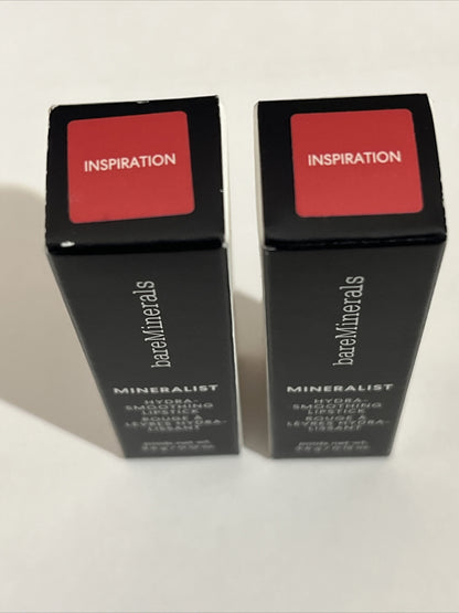 Lot 2X Bareminerals Mineralist Hydra-Smoothing Lipstick Inspiration 0.12oz 3.6 g