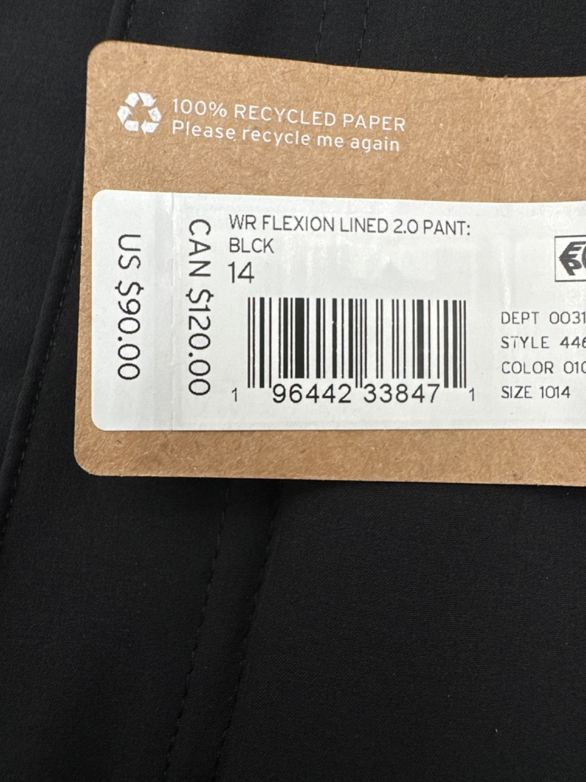 $90 Eddie Bauer Women's 2.0 Polar Fleece Lined Pants - Black - Size 14 - New