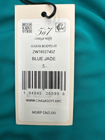 $165 CINQ A SEPT Women’s Marta Cowl-Neck Bodysuit- Blue Jade- Small- New