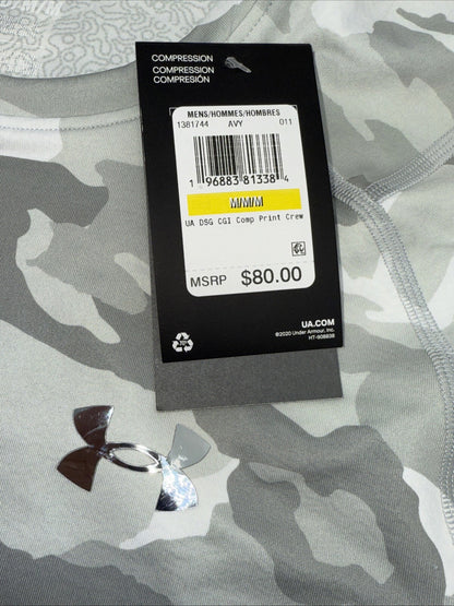 $80 Under Armour Men’s CGI Compression Crew Training Shirt-Gray Camo-Medium-New