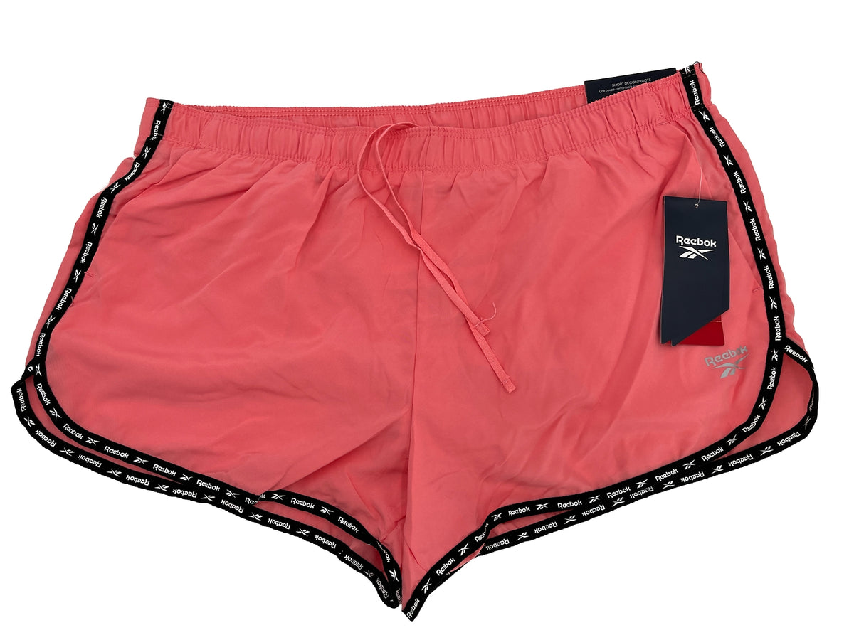 $45 Reebok Women's Track Running Shorts Relaxed Fit Mid-Rise-Strawberry-Large