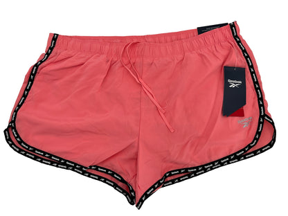 $45 Reebok Women's Track Running Shorts Relaxed Fit Mid-Rise-Strawberry-Large