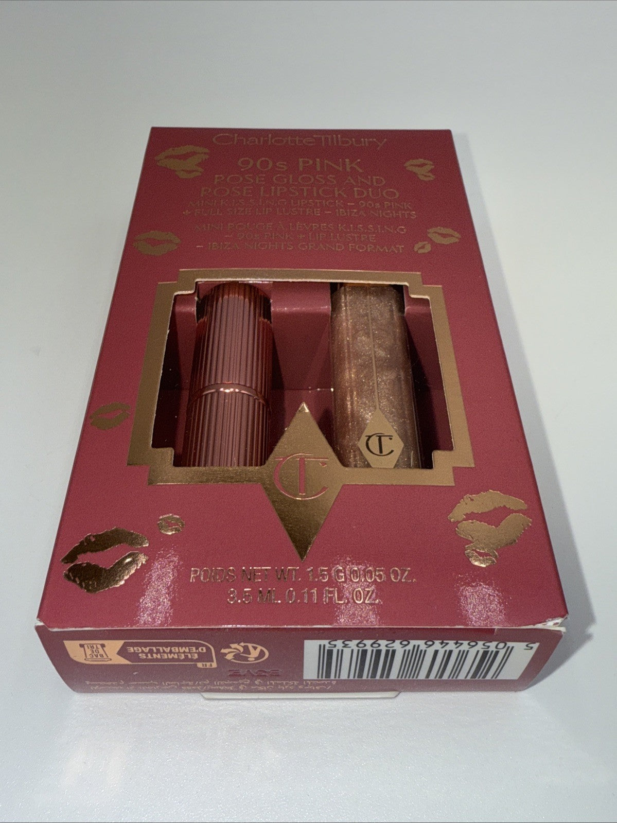 *NEW* Charlotte Tilbury 90s Pink Rose Gloss & Rose Lipstick Duo, New in Box
