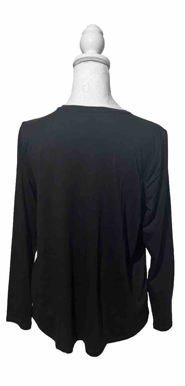 Eileen Fisher Women's Crewneck Long-Sleeve Top Relaxed Fit-Black-2XSmall-New$128