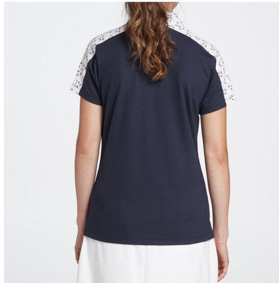Lady Hagen Women's Printed Block Golf Polo Shirt - Navy/white - Medium - New $55