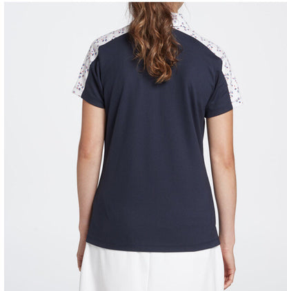 Lady Hagen Women's Printed Block Golf Polo Shirt - Navy/white - Medium - New $55