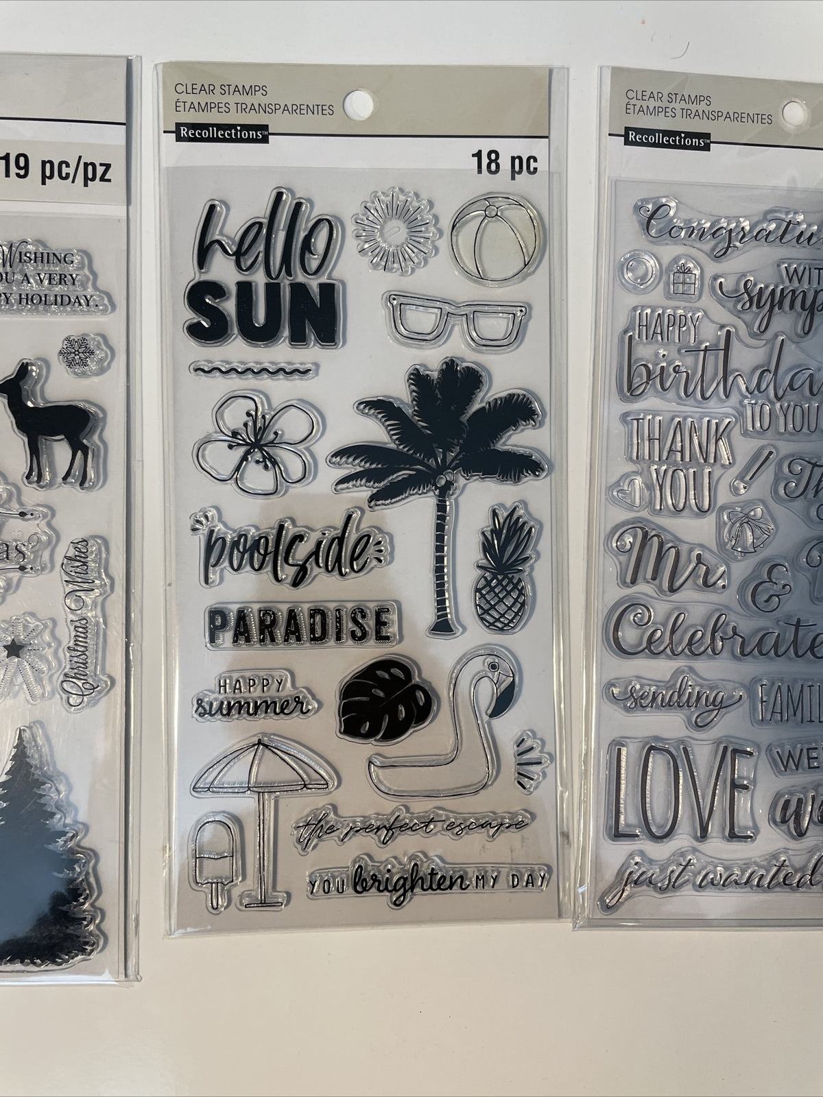 Lot Of 3 Recollections Poly Clear Photopolymer Stamps - Combo Lot