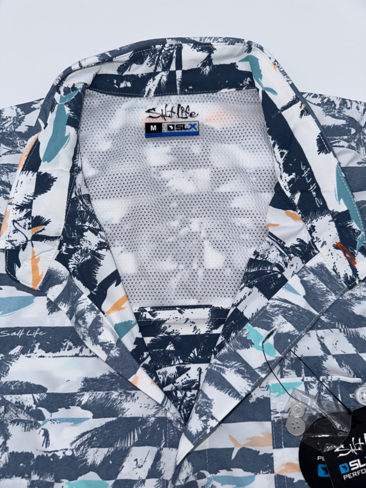 $72 Salt Life Men's Sunshine Button Down Shirt - Elemental Blue - Medium - New