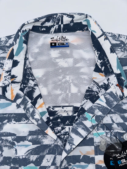 $72 Salt Life Men's Sunshine Button Down Shirt - Elemental Blue - Medium - New