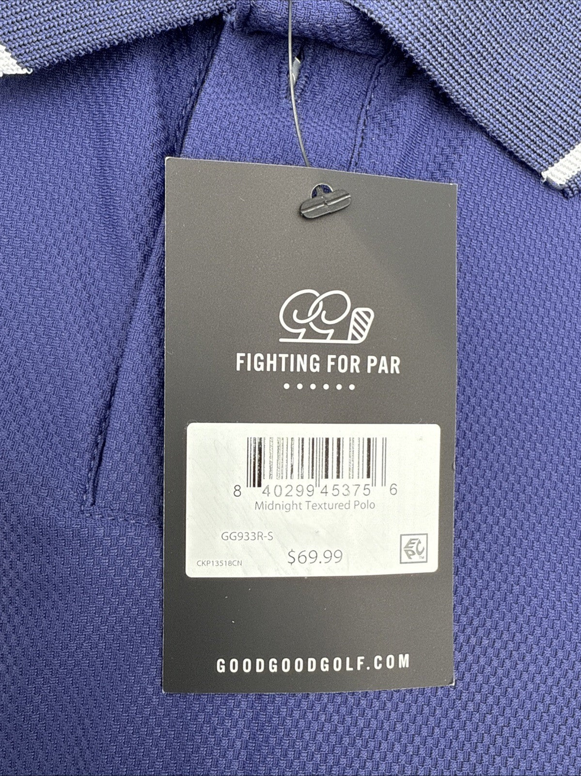 Good Good Men’s Golf Midnight Textured Polo NFLP Logo Performance-Blue-Small-New