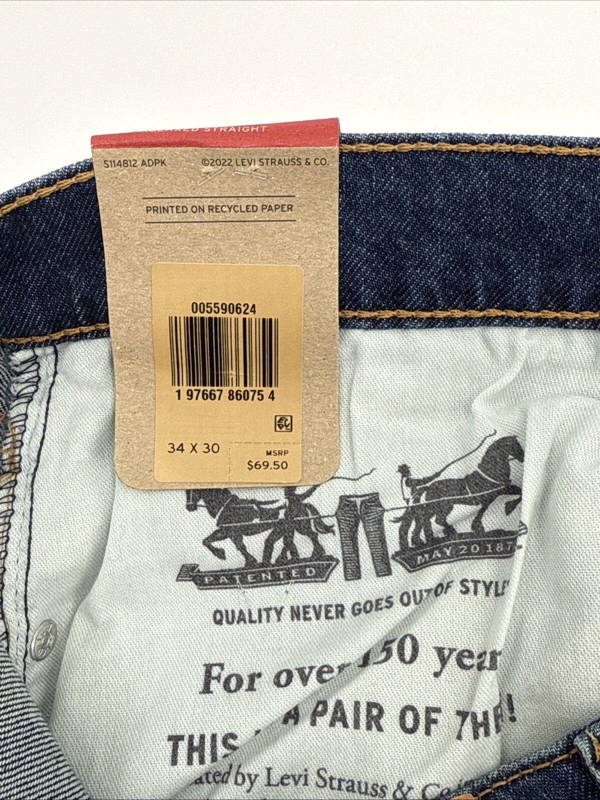 $69.50 Levi's Men's 559 Relaxed Straight Jeans - Mystery Man Blue - 34W 30L -NEW