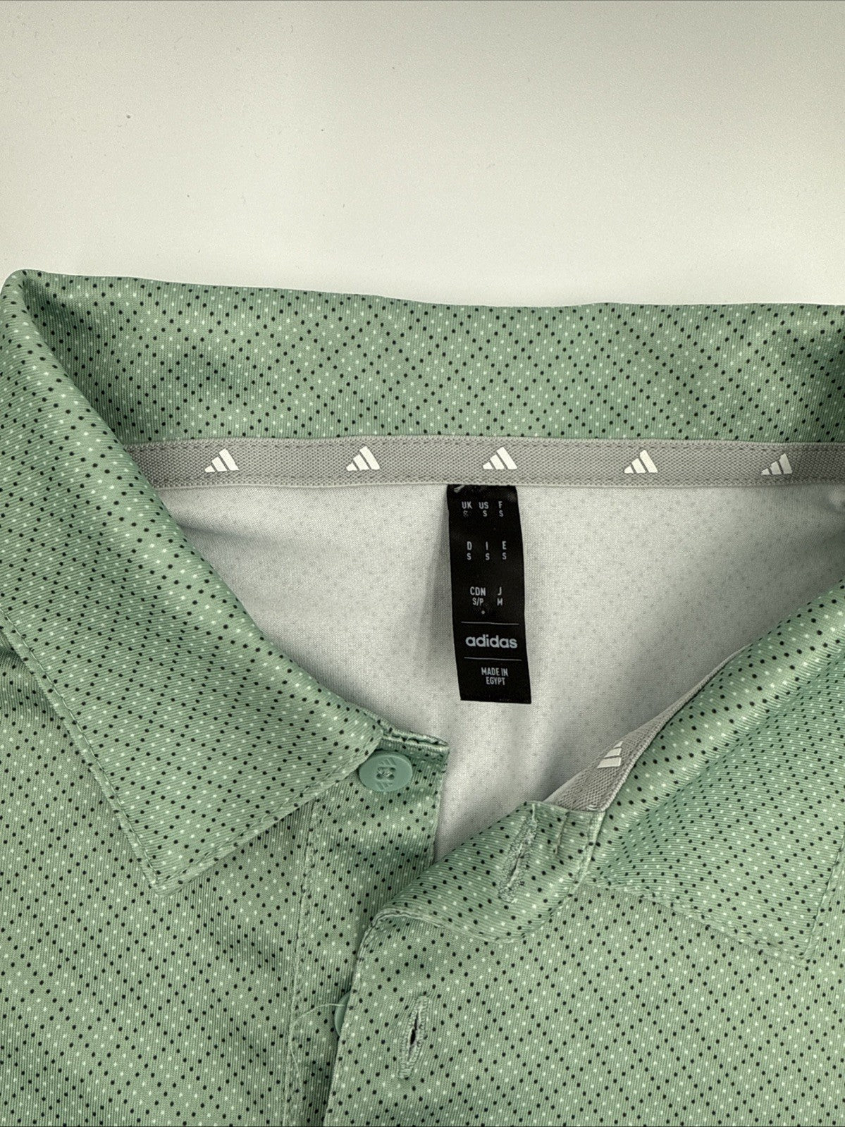 $65 Adidas Men’s Dot Print Golf Polo Shirt UPF 50- Hazy Green - Small -New