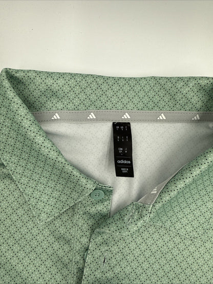$65 Adidas Men’s Dot Print Golf Polo Shirt UPF 50- Hazy Green - Small -New