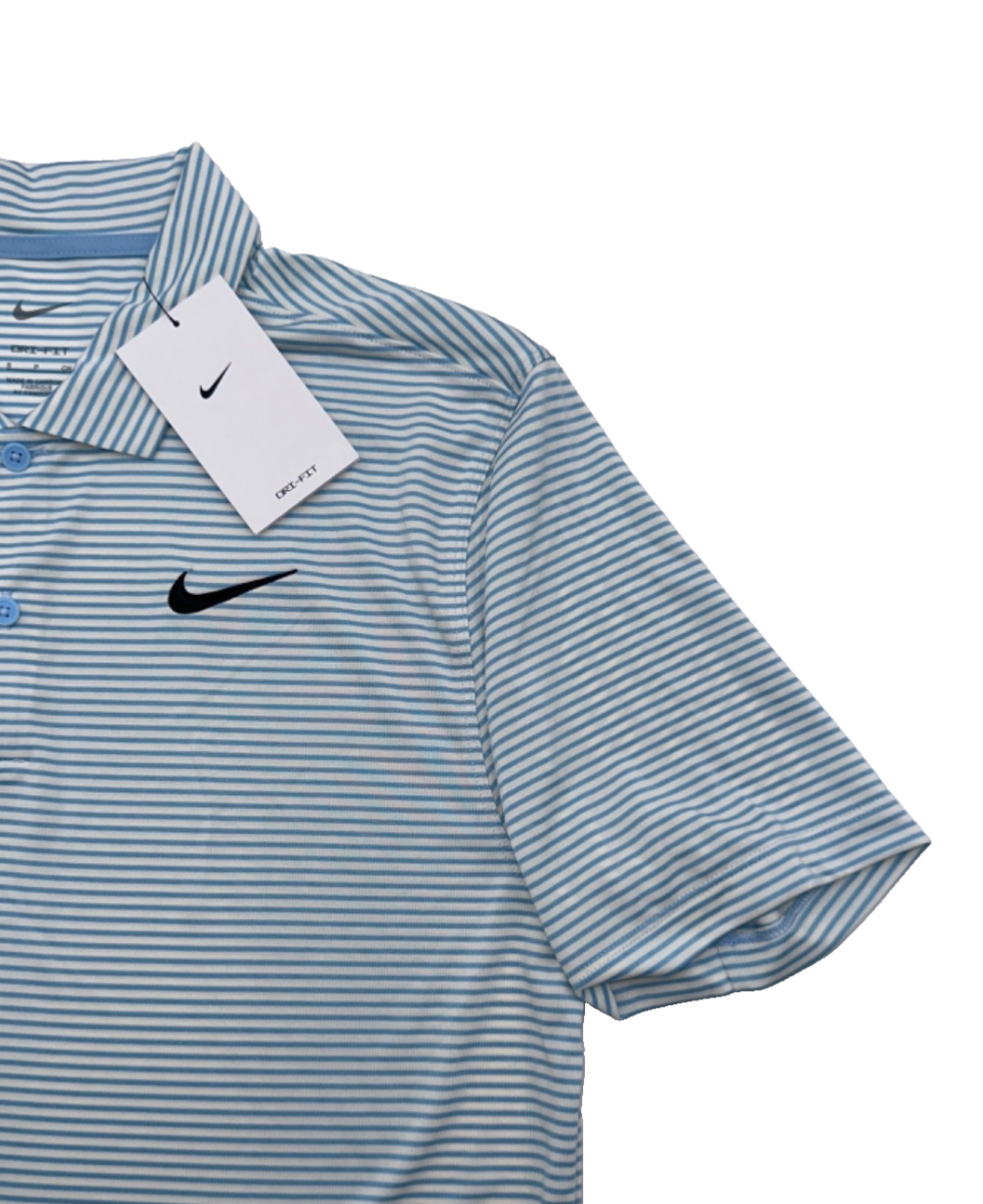 $55 Nike Men's Dri-Fit Core Stripe Golf Polo Shirt - Pale Ivory/Blue - Medium
