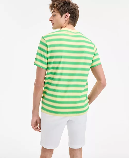 $75 Lacoste Men's Classic Fit Stripped Shirt - Green/Yellow - Large- New Tags